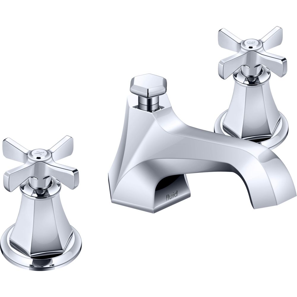 Fluid Symmetry Faucet with Cross Handles Polished Nickel Image